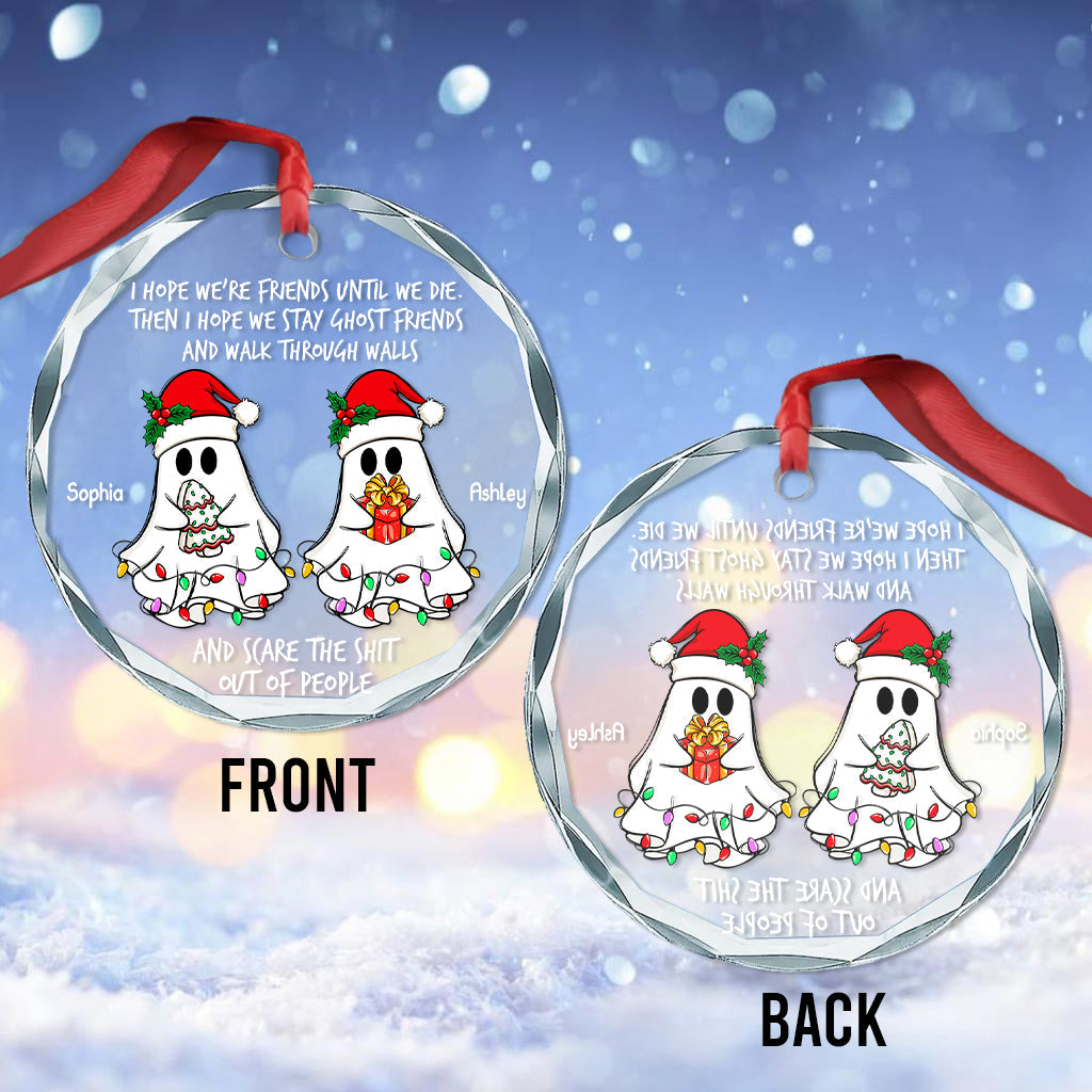 Ghost Friends - Personalized Bestie Round Shaped Glass Ornament