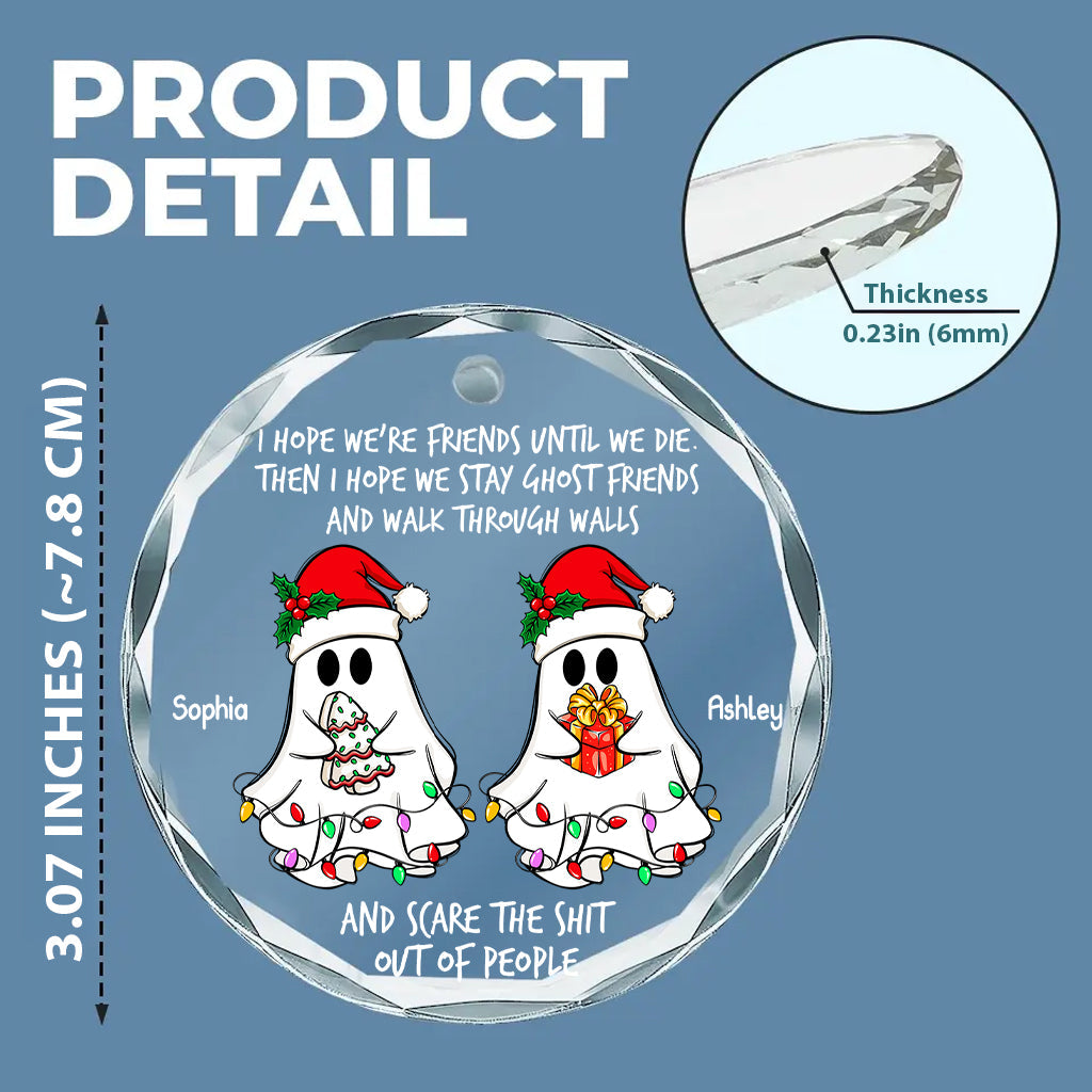 Ghost Friends - Personalized Bestie Round Shaped Glass Ornament