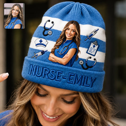 Any Photo Love My Job - Personalized Nurse Beanie Hat