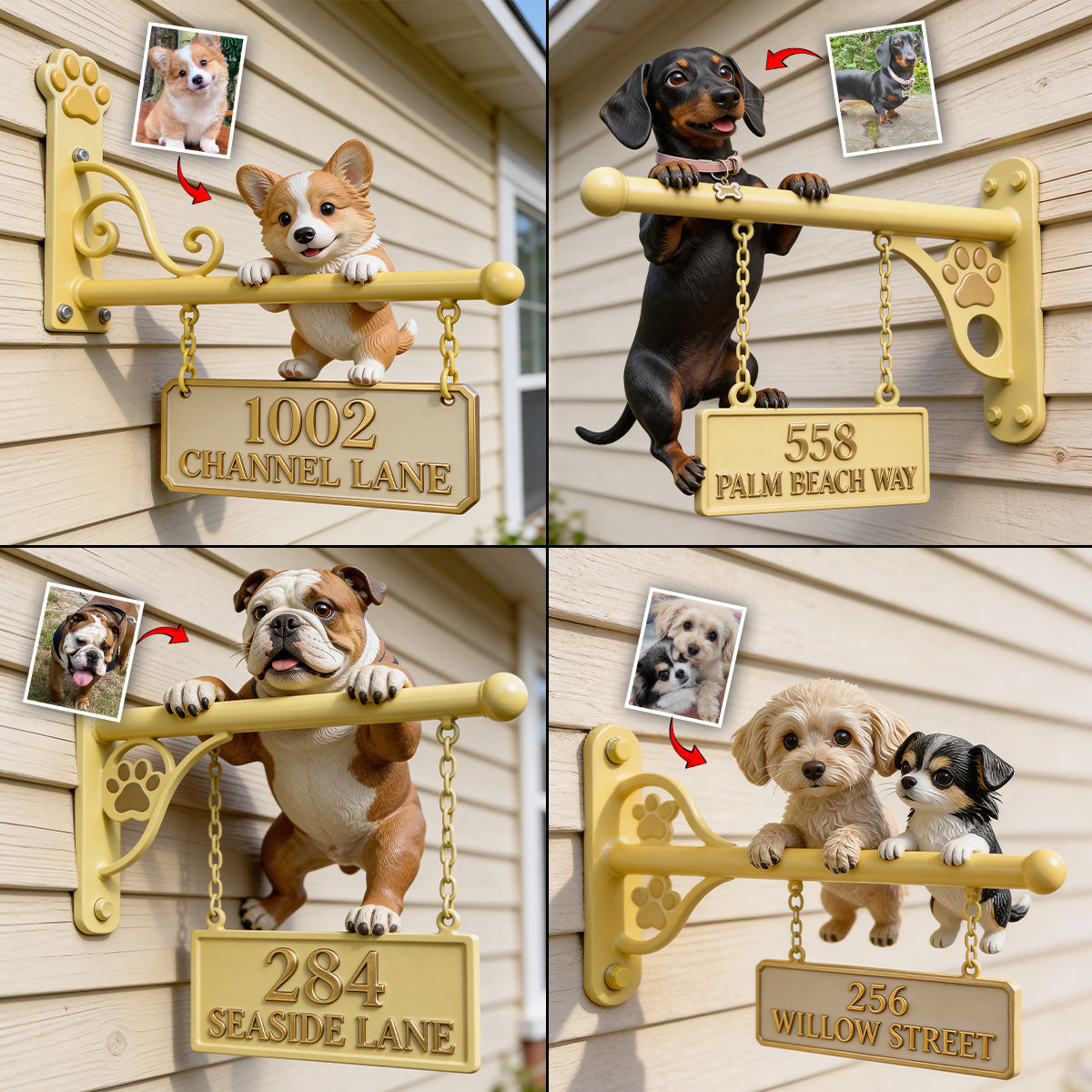 Welpen-Wohnadresse - Personalisiertes Hunde-Wandschild aus Holz