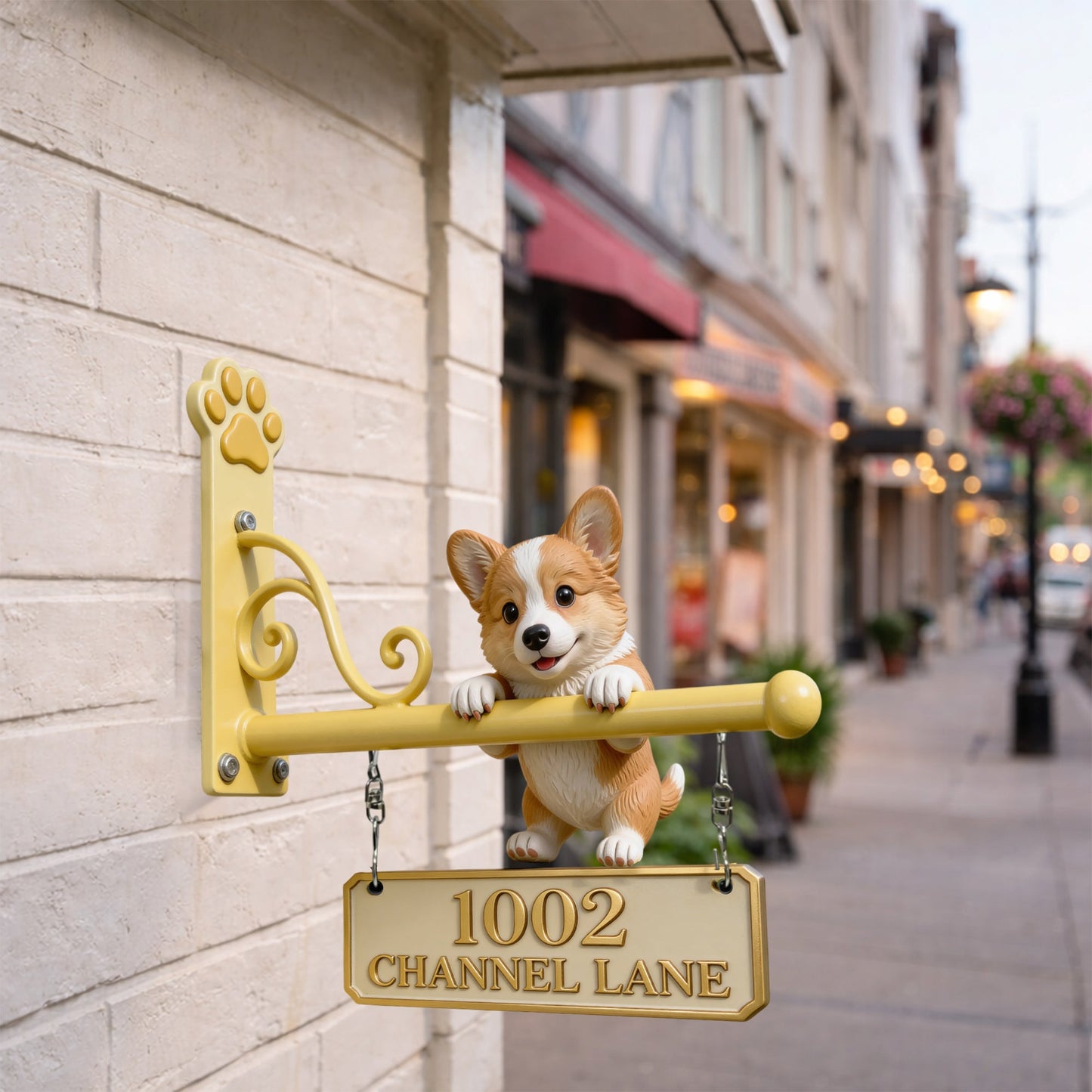 Welpen-Wohnadresse - Personalisiertes Hunde-Wandschild aus Holz
