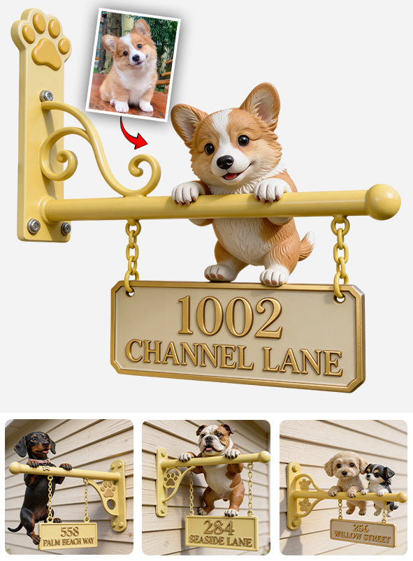 Welpen-Wohnadresse - Personalisiertes Hunde-Wandschild aus Holz