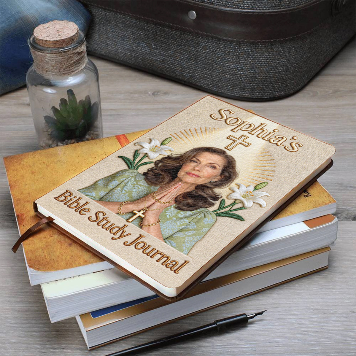 Custom Any Photo Bible Study Journal - Personalized Christian Leather Journal