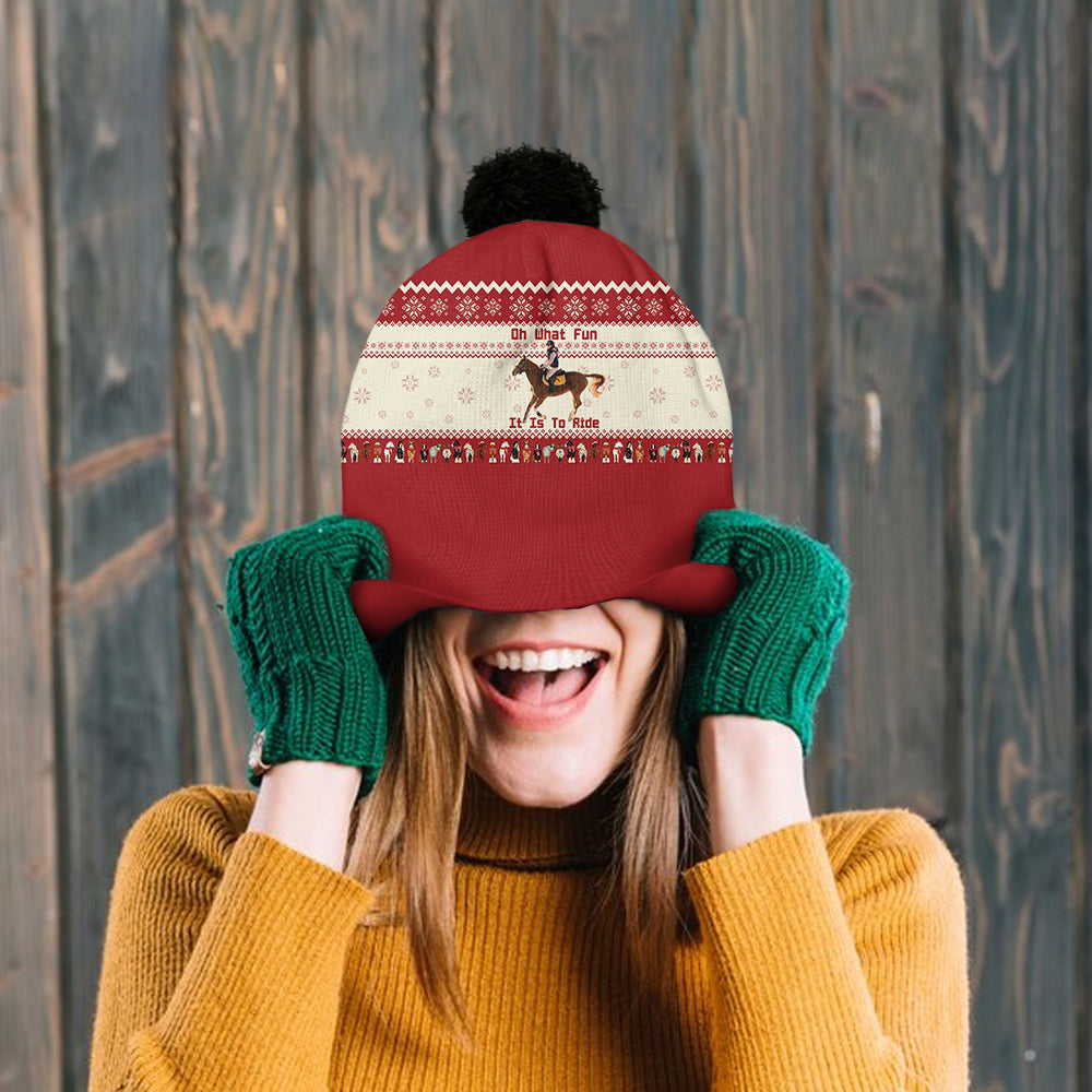 Oh What Fun It Is To Ride - Personalized Horse Beanie Hat