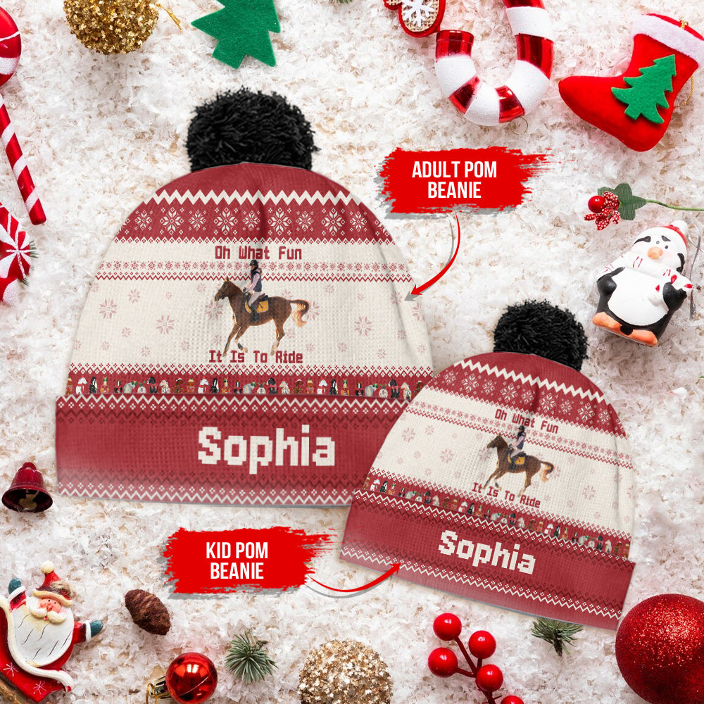 Oh What Fun It Is To Ride - Personalized Horse Beanie Hat