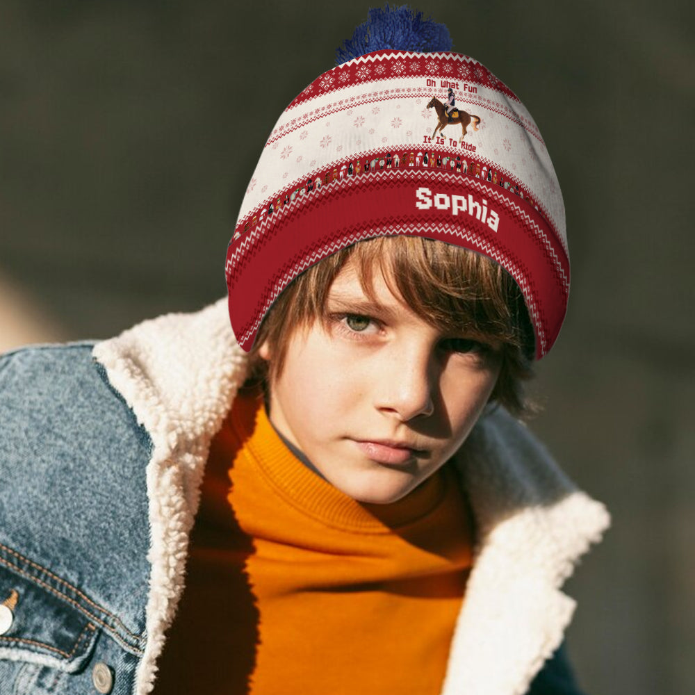 Oh What Fun It Is To Ride - Personalized Horse Beanie Hat