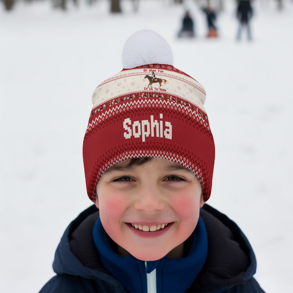 Oh What Fun It Is To Ride - Personalized Horse Beanie Hat