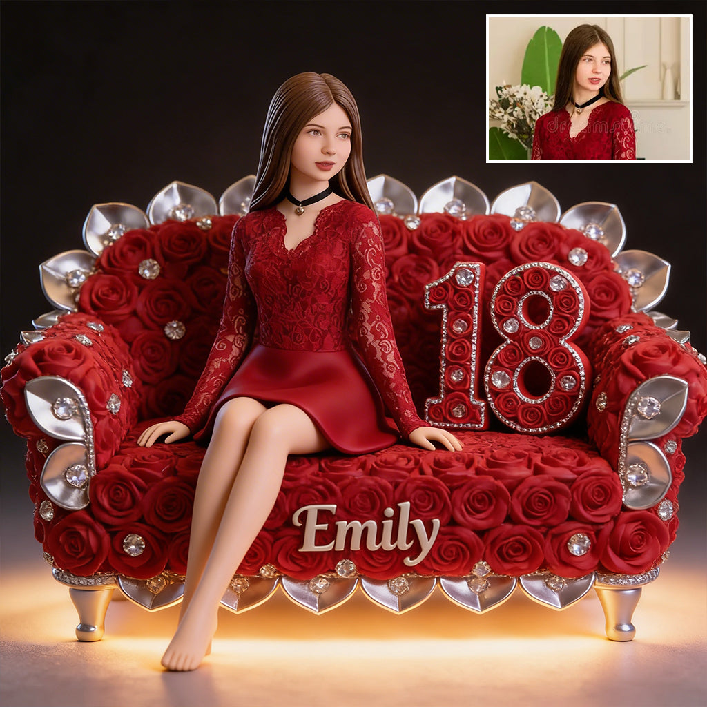 Custom From Photo, Flowers And Number - Personalized Birthday Custom Shaped Acrylic Plaque