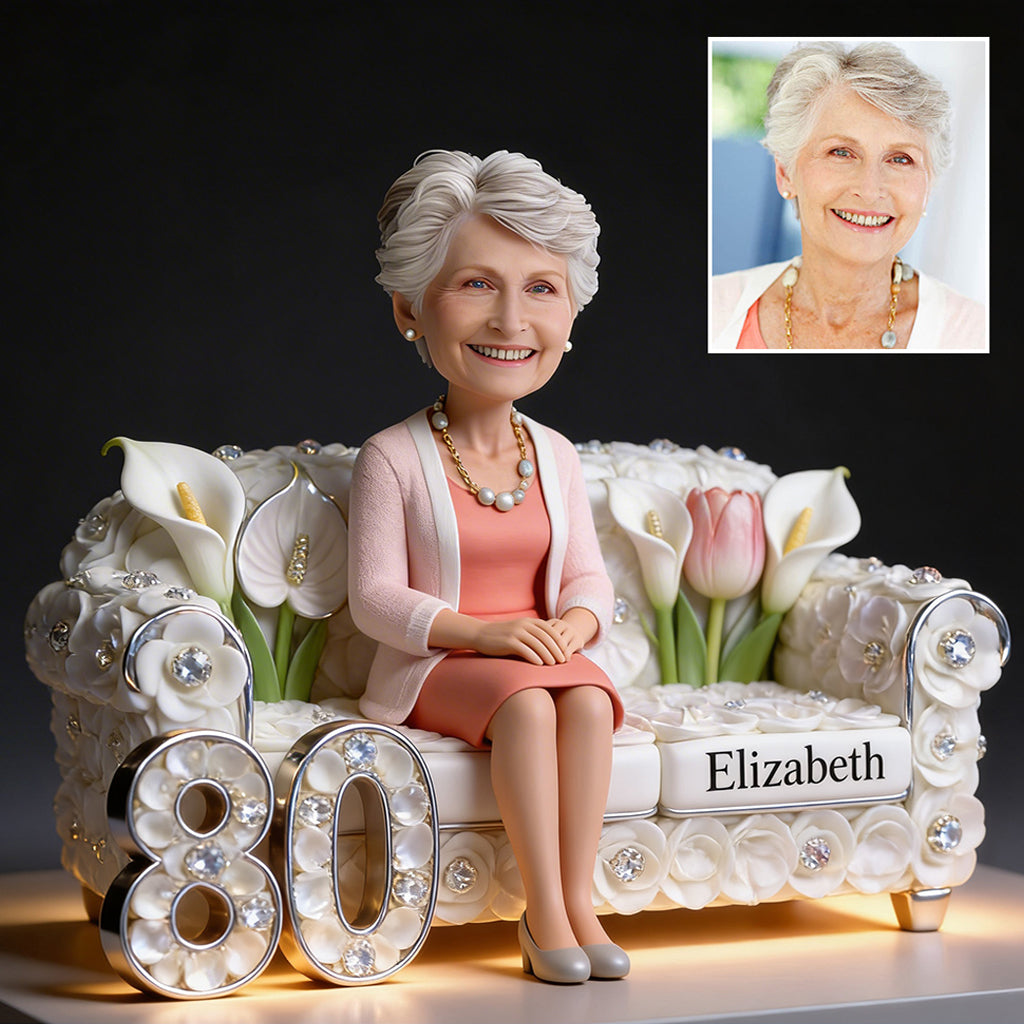 Custom From Photo, Flowers And Number - Personalized Birthday Custom Shaped Acrylic Plaque