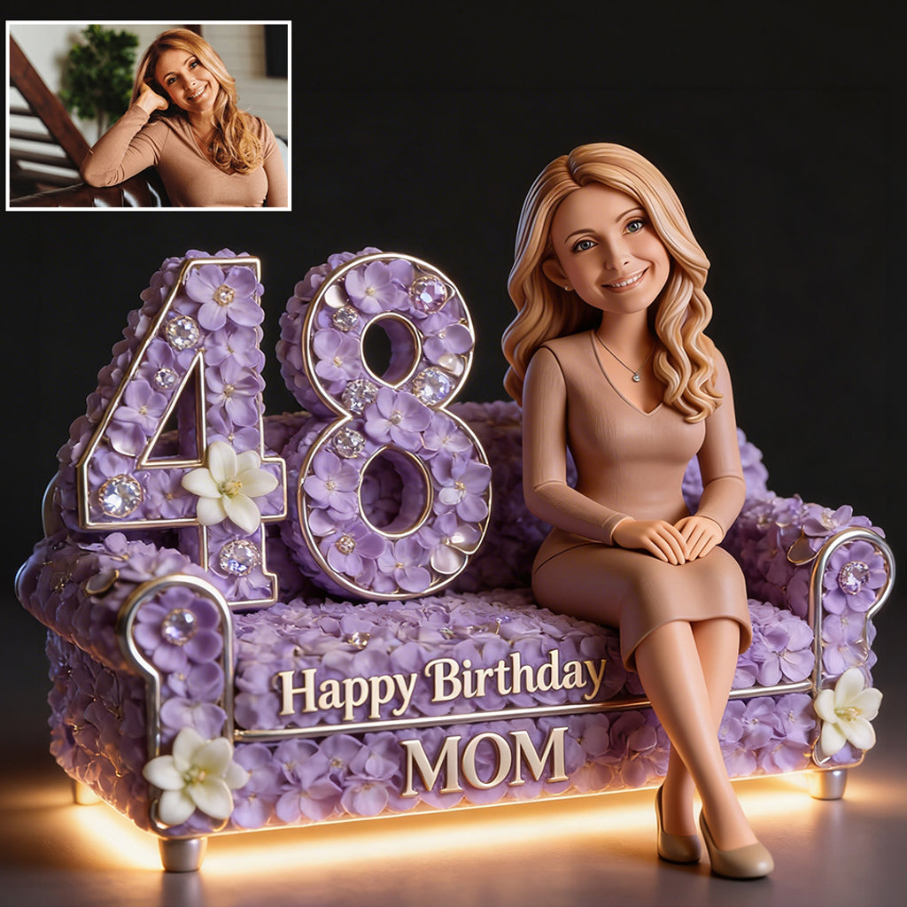 Custom From Photo, Flowers And Number - Personalized Birthday Custom Shaped Acrylic Plaque