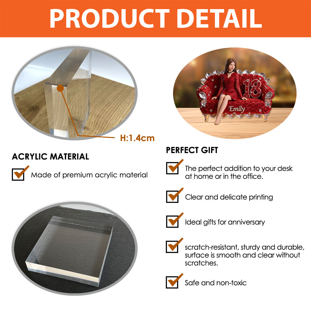 Custom From Photo, Flowers And Number - Personalized Birthday Custom Shaped Acrylic Plaque