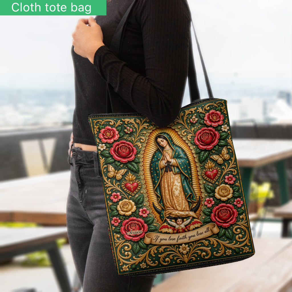 Mexican Goddess, Guadalupe - Personalized Christian Tote Bag