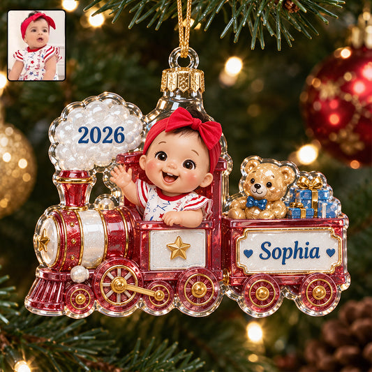 Merry Christmas - Personalized Kid Custom Shape Glass Ornament