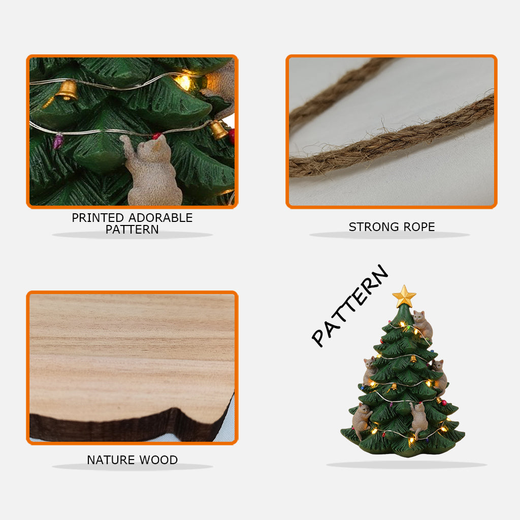 Naught Cats Christmas Tree Pet Lovers - Personalized Cat Custom Shaped Wood Sign