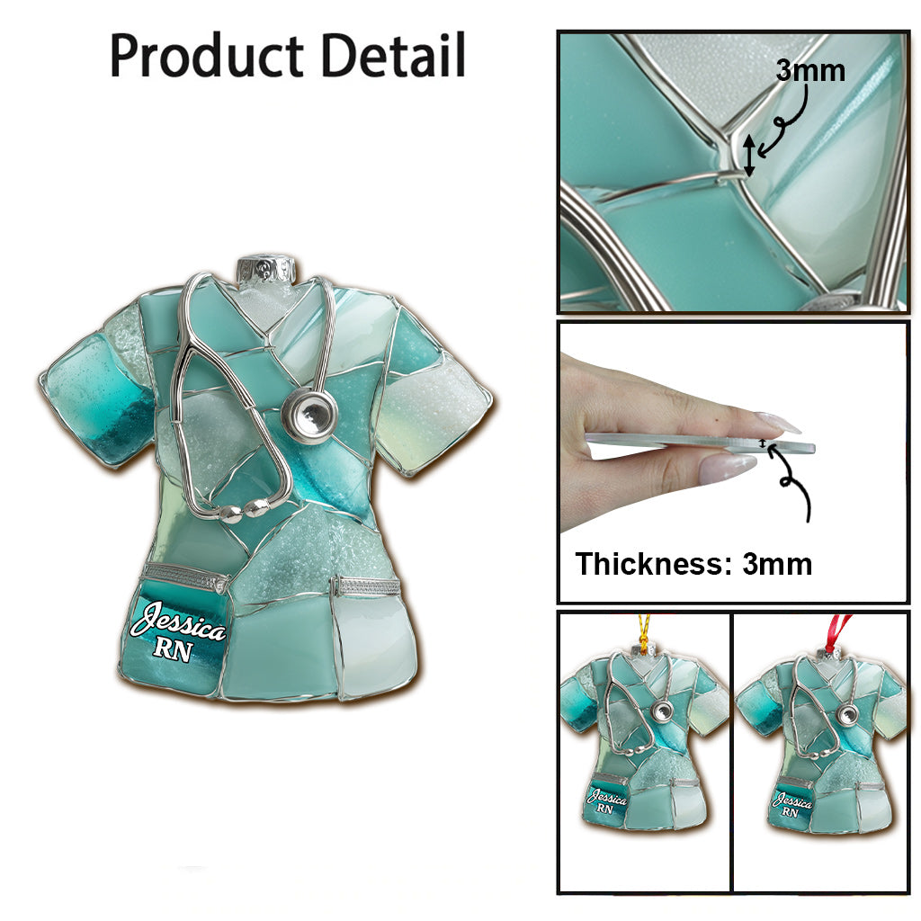 Sea Glass Nurse Scrub - Personalized Nurse Ornament