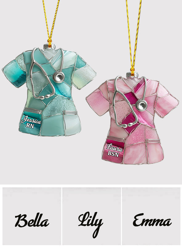 Sea Glass Nurse Scrub - Personalized Nurse Ornament