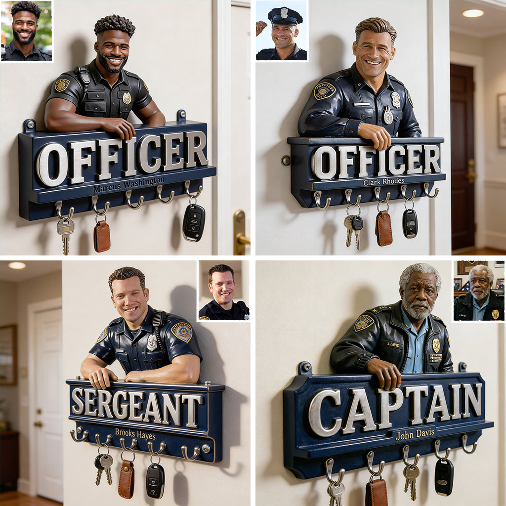 Any Photo - Personalized Police Officer Custom Shaped Hanging Rack