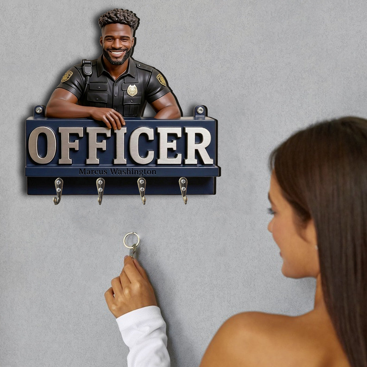 Any Photo - Personalized Police Officer Custom Shaped Hanging Rack