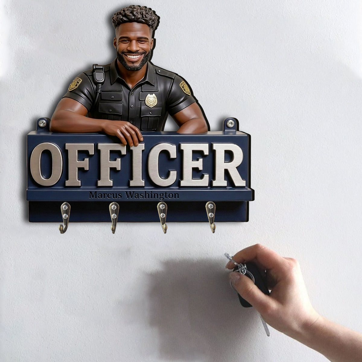 Any Photo - Personalized Police Officer Custom Shaped Hanging Rack