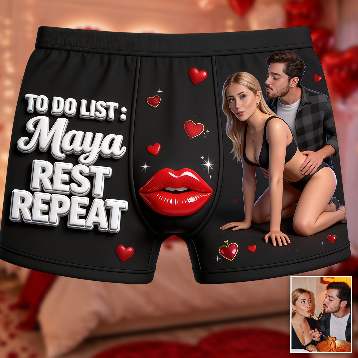 To Do Liste - Personalisierte Spicy Couple Herren Boxer Shorts