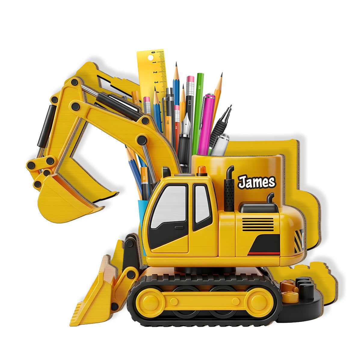 Cool Contruction Vehicle - Personalized Kid Wooden Pen Holder