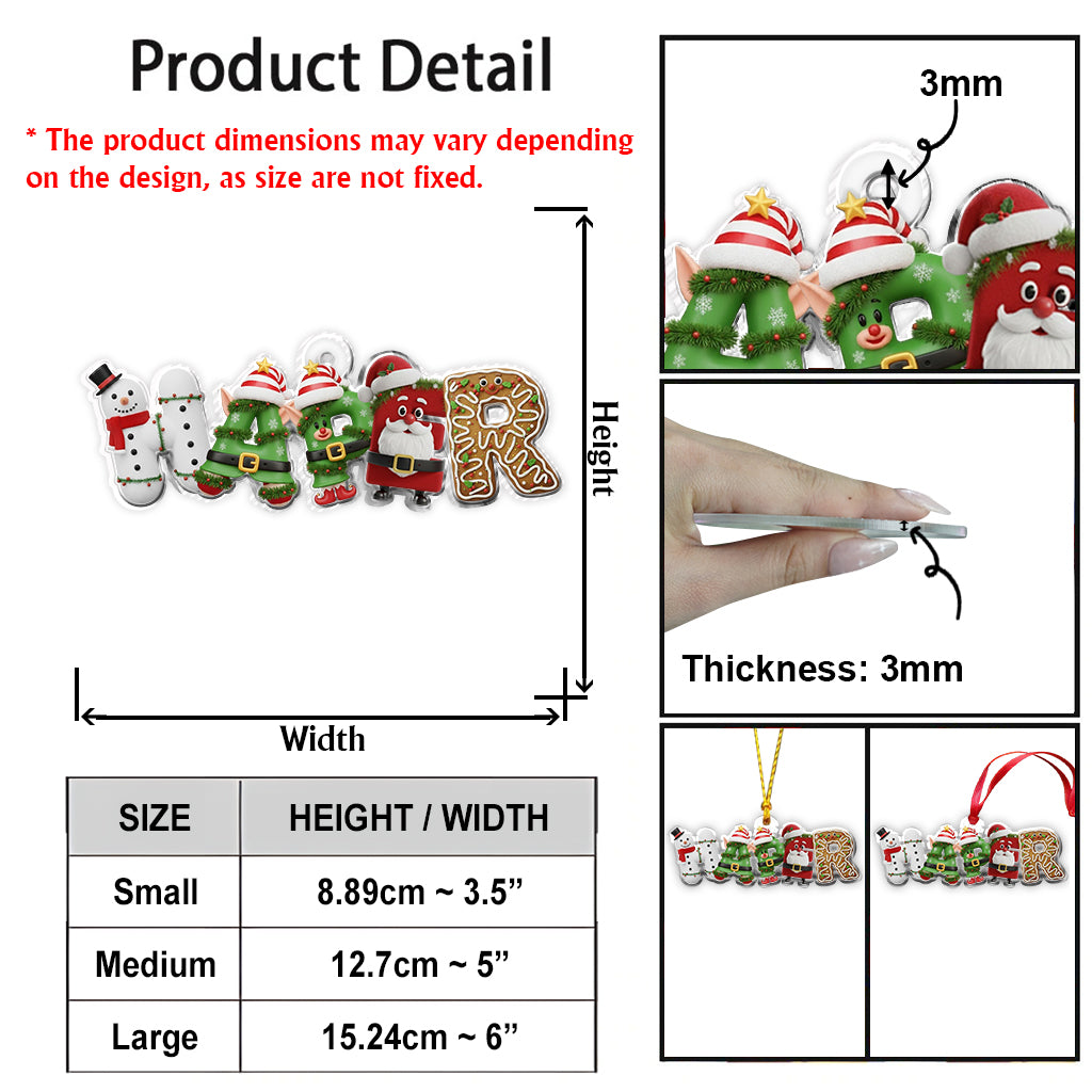 Christmas Alphabet - Personalized Christmas Custom Shaped Ornament