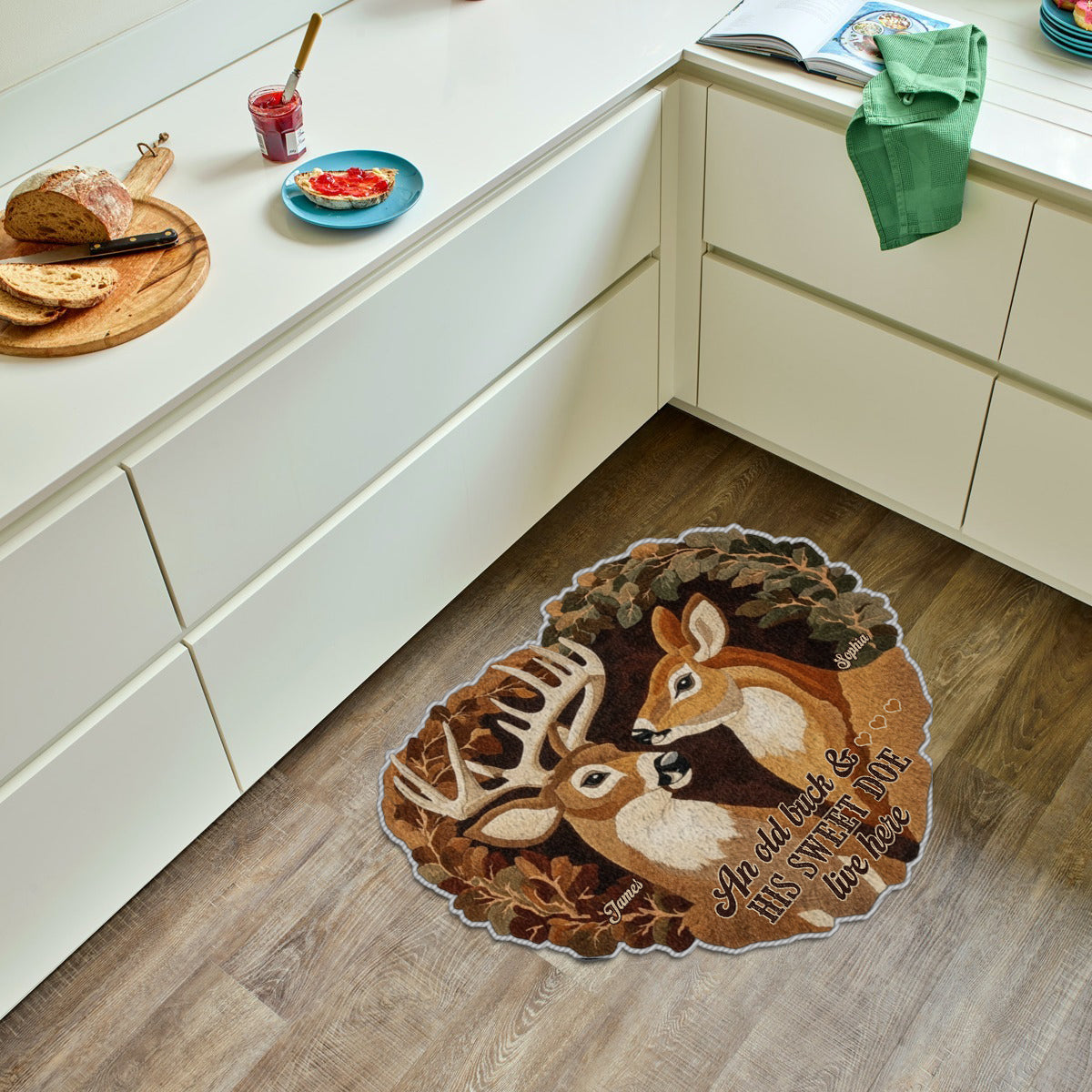 Buck And Doe – Gift For Couple - Personalized Hunting Non-Slip Tufted Rug