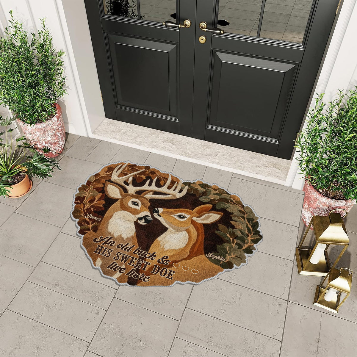 Buck And Doe – Gift For Couple - Personalized Hunting Non-Slip Tufted Rug