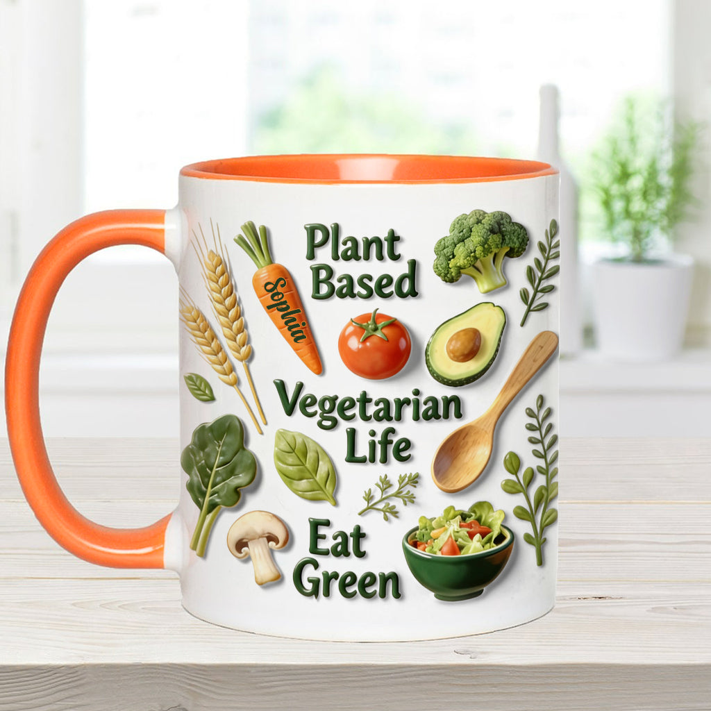 Vegetarisches Leben – Personalisierte Tasse und Untersetzer mit Tierarzt-Motiv