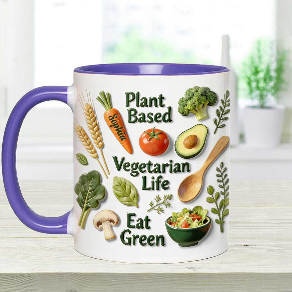 Vegetarisches Leben – Personalisierte Tasse und Untersetzer mit Tierarzt-Motiv
