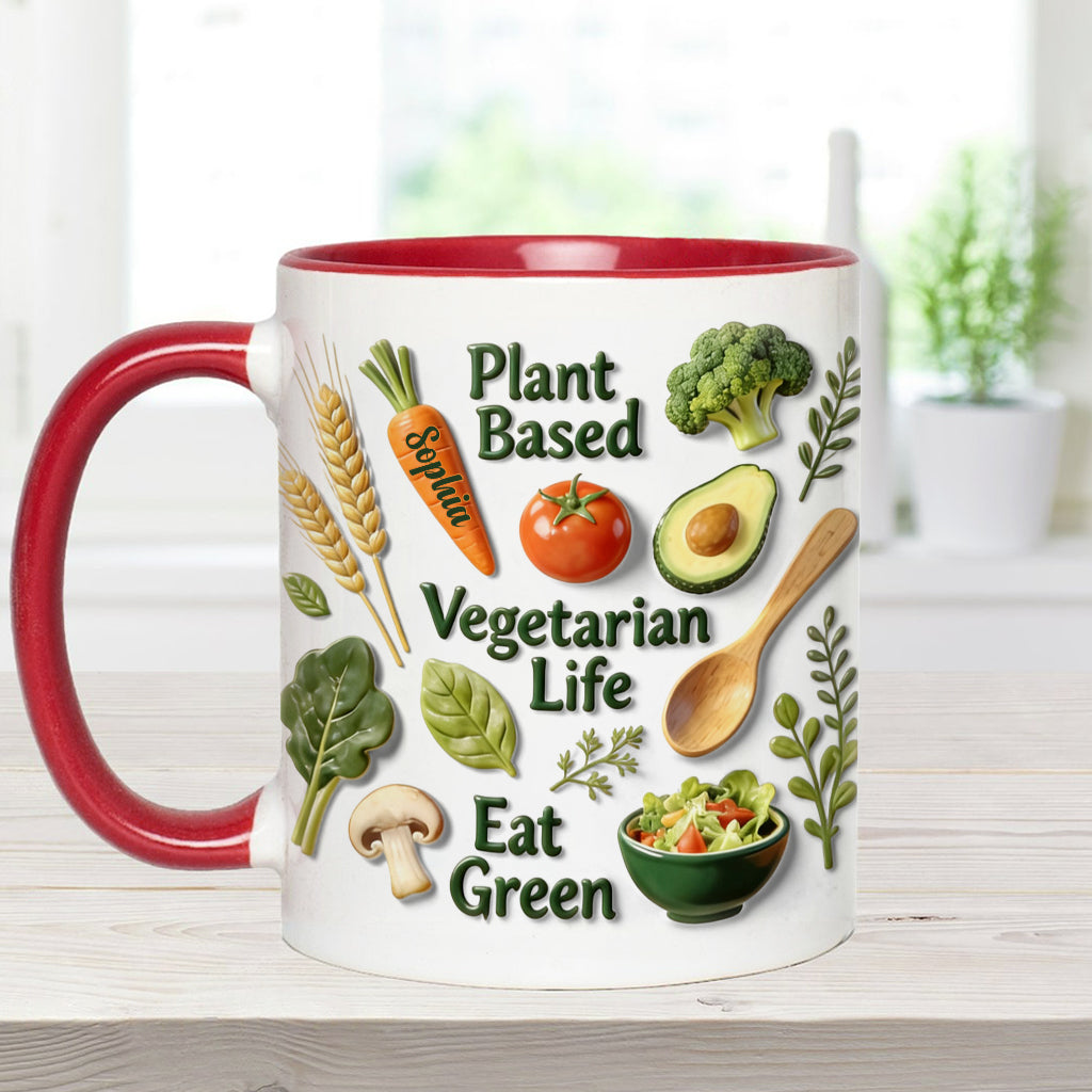 Vegetarisches Leben – Personalisierte Tasse und Untersetzer mit Tierarzt-Motiv