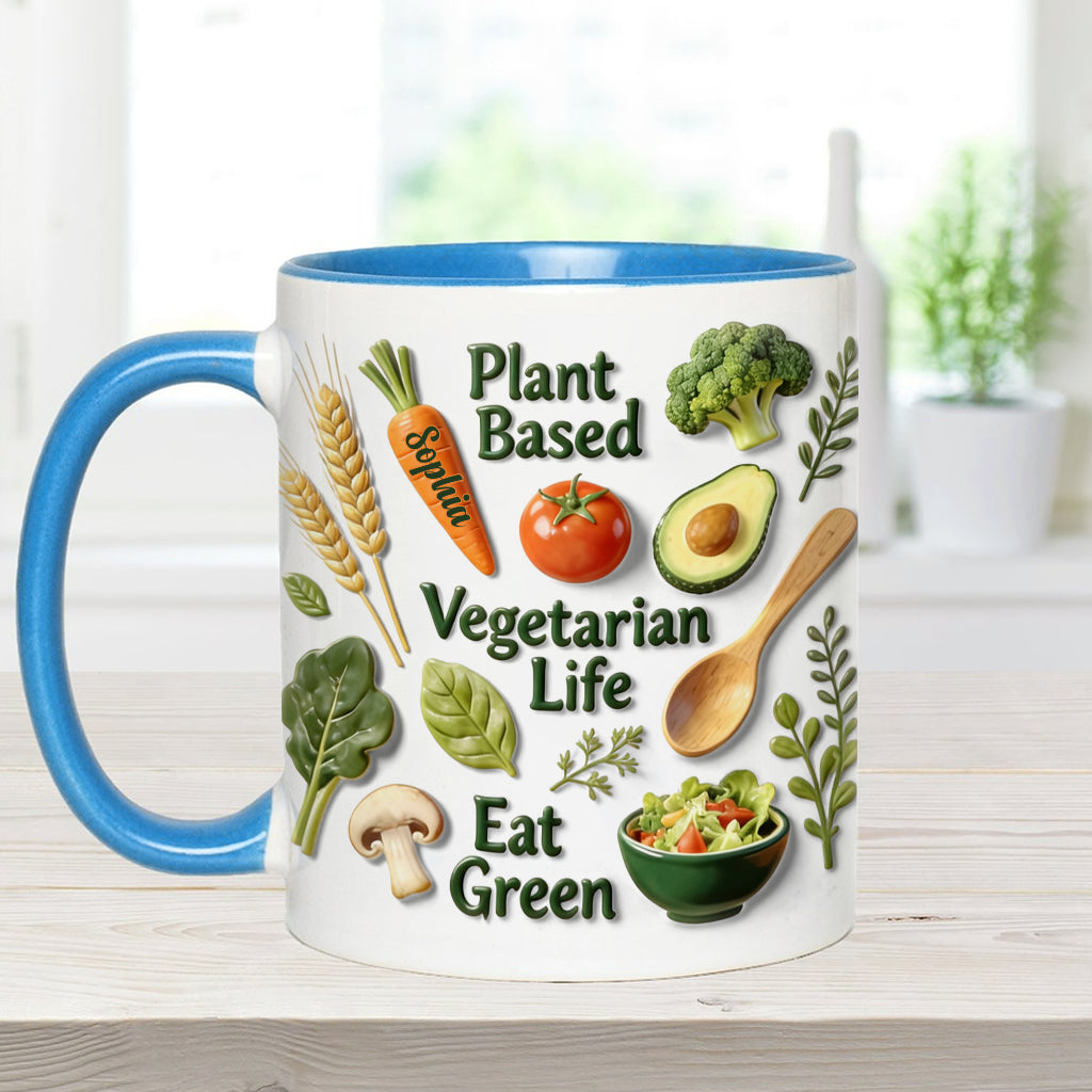 Vegetarisches Leben – Personalisierte Tasse und Untersetzer mit Tierarzt-Motiv