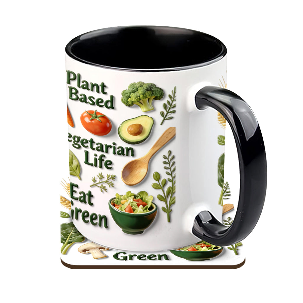 Vegetarisches Leben – Personalisierte Tasse und Untersetzer mit Tierarzt-Motiv
