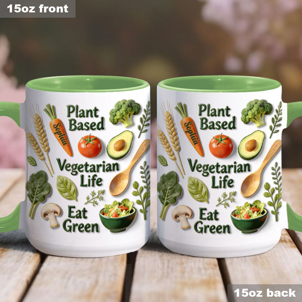 Vegetarisches Leben – Personalisierte Tasse und Untersetzer mit Tierarzt-Motiv