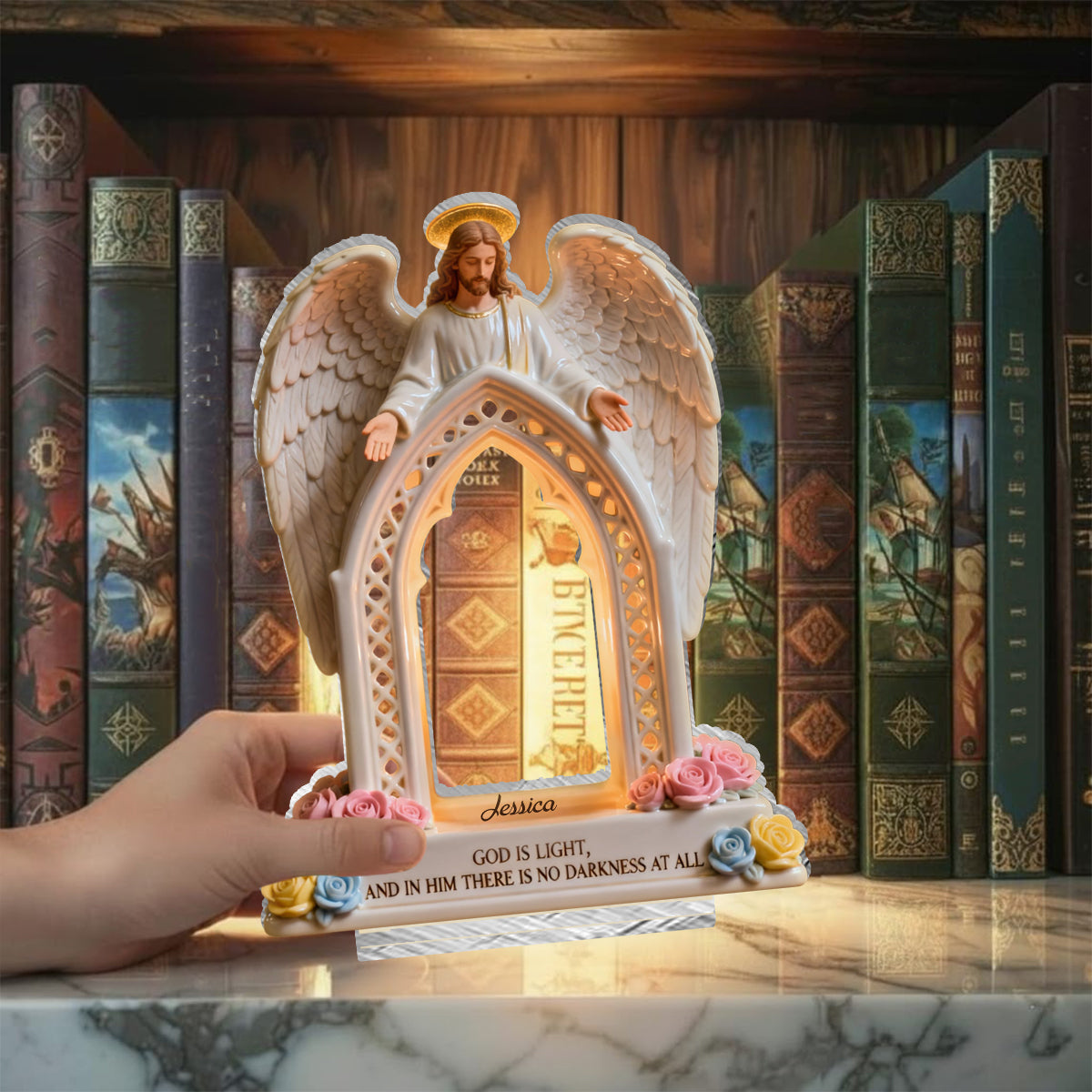 God Is Light - Personalized Christian Candle Holder Sign