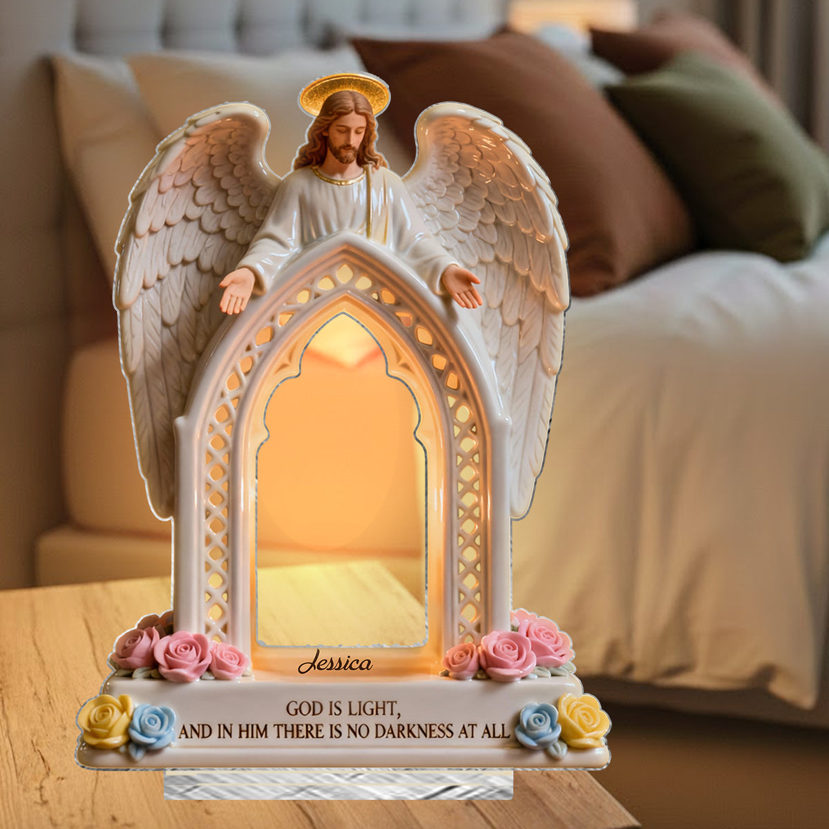 God Is Light - Personalized Christian Candle Holder Sign