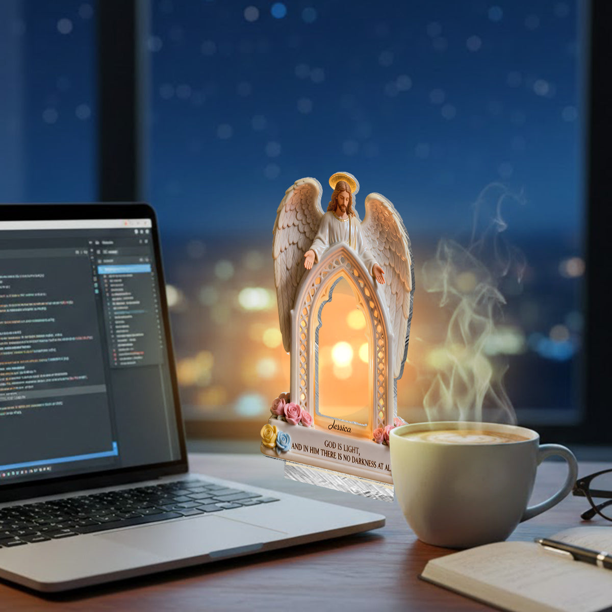 God Is Light - Personalized Christian Candle Holder Sign