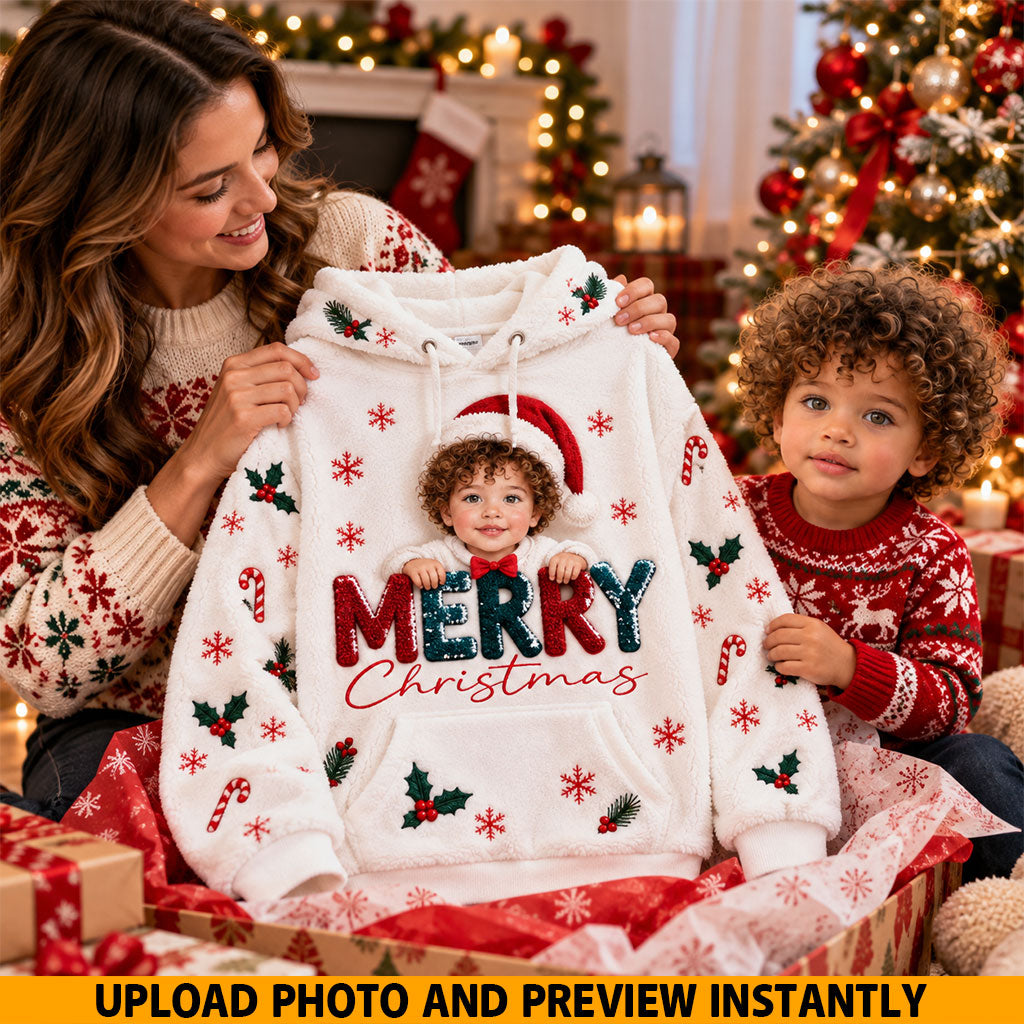 Frohe Weihnachten - Personalisierter Kinder Fleece Hoodie
