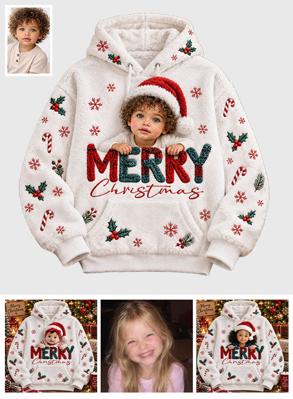 Frohe Weihnachten - Personalisierter Kinder Fleece Hoodie