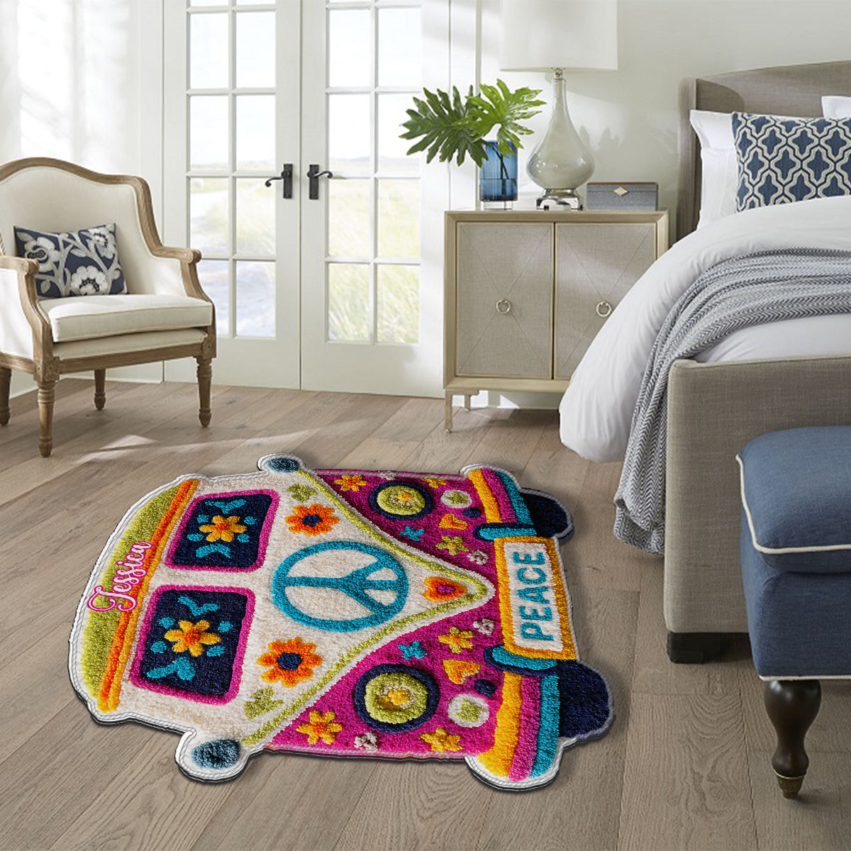 Hippie Van - Personalized Hippie Non-Slip Tufted Rug