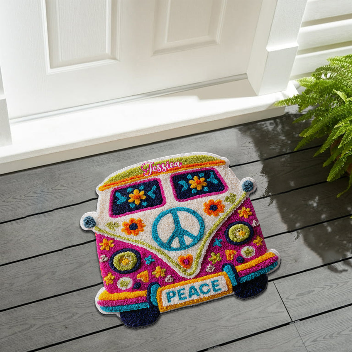 Hippie Van - Personalized Hippie Non-Slip Tufted Rug
