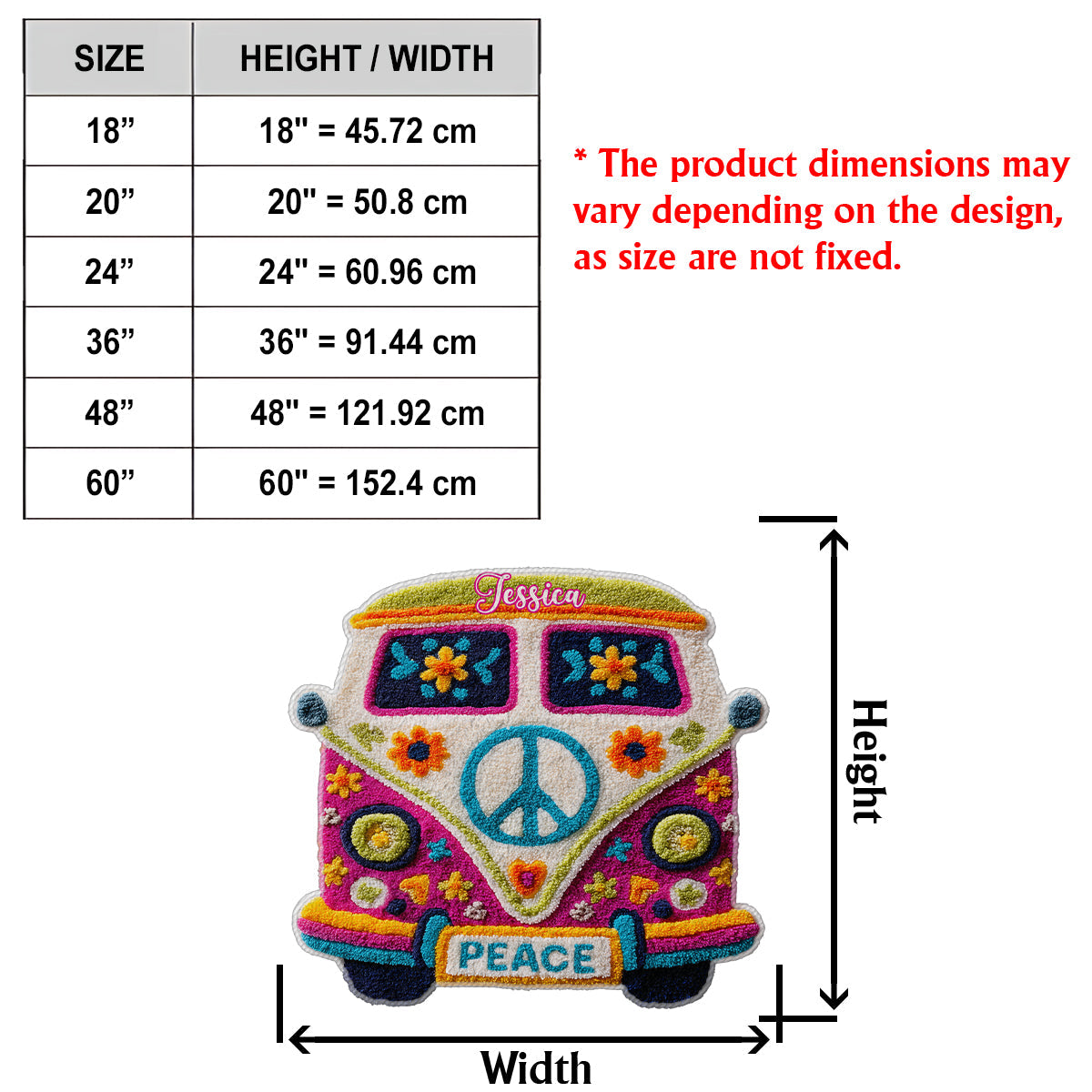 Hippie Van - Personalized Hippie Non-Slip Tufted Rug
