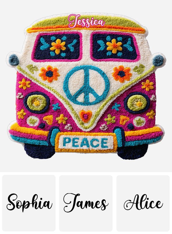 Hippie Van - Personalized Hippie Non-Slip Tufted Rug