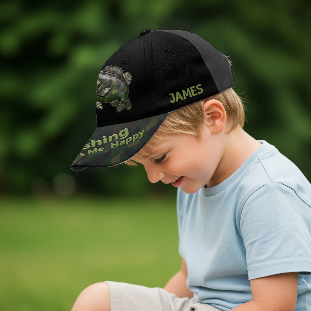 La pêche me rend heureux - Casquette de pêche classique personnalisée