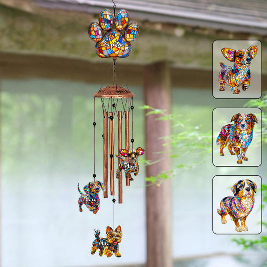 Stunning Gift For Dog Lover - Personalized Dog Wind Chime With Charms