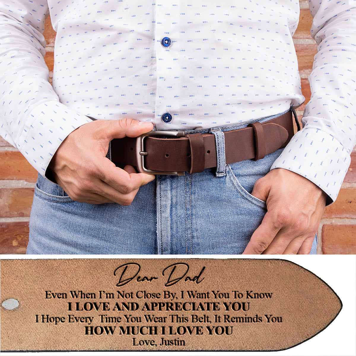 I Love You - Personalized Father Leather Belt