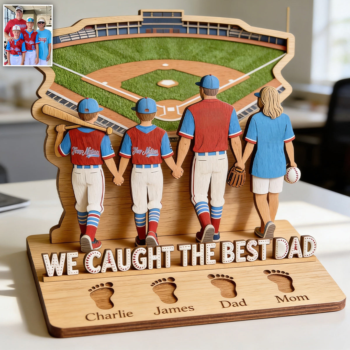 We Caught The Best Dad - Personalized Father 3 Layered Big Freestanding