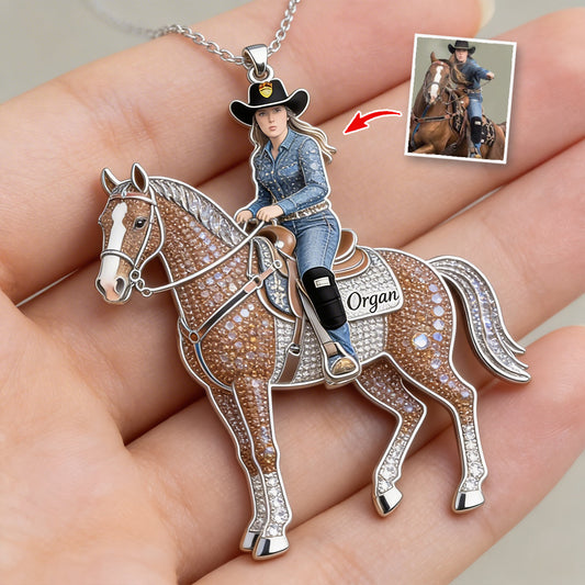 Love Horse - Personalisierte Pferdeform Metall Anhänger Halskette