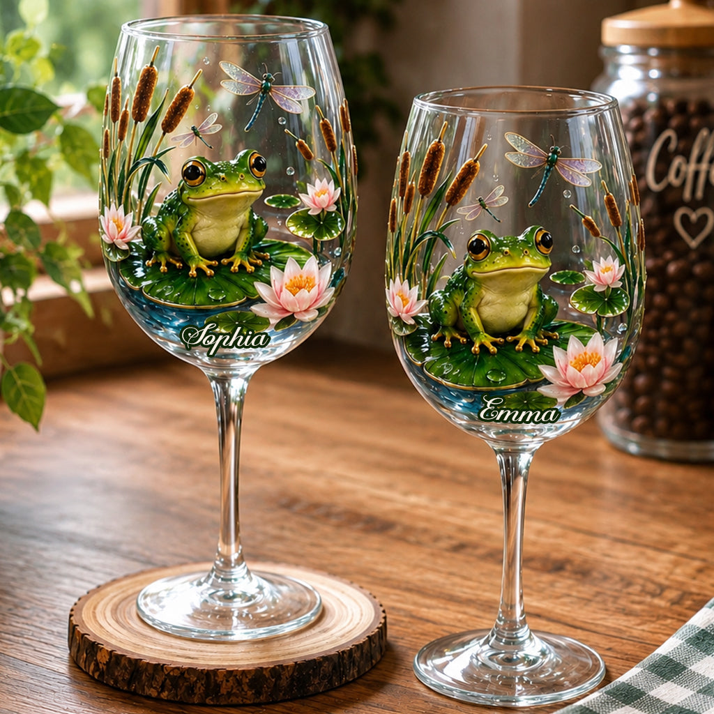Every Sip Feels Closer To Nature - Personalized Frog Wine Glass With Long Stem