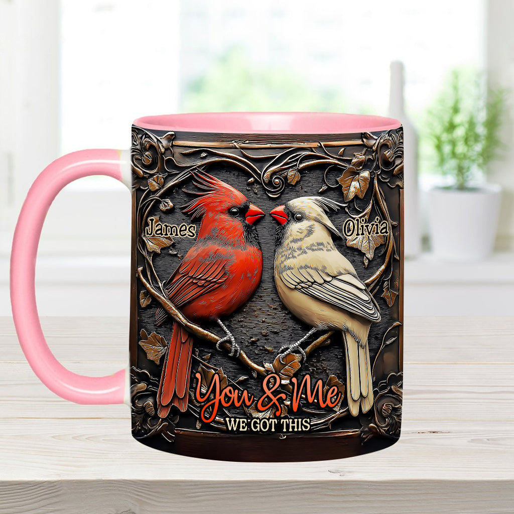 Cardinal Bird Couple - Personalized Couple Accent Mug